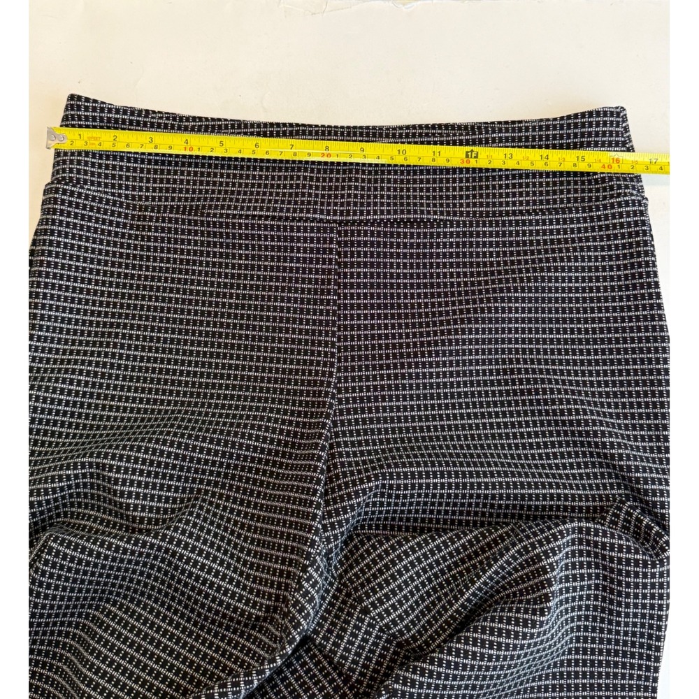 Adrienne Vittadini Black White Micro Grid Pull On Straight Leg Pants Womens Sz L - Picture 7 of 11
